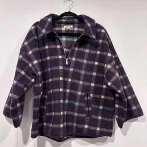 Madewell Purple Plaid Half-Zip